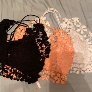 Three Rue21 bralettes